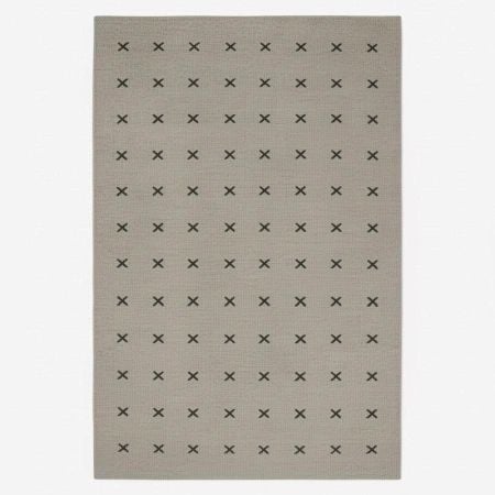Handmade Grey Cotton Minimalist Dhurrie For Living Room